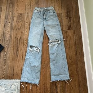 Viral Zara ripped wide leg jeans